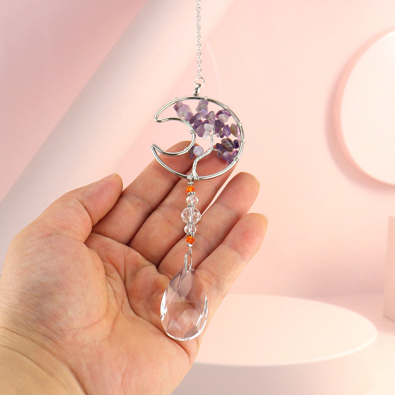 zensoullab Amethyst Gravel Tree of Life Crystal Pendant Hanging Decoration Indoor Curtain Decoration Pendant Accessories