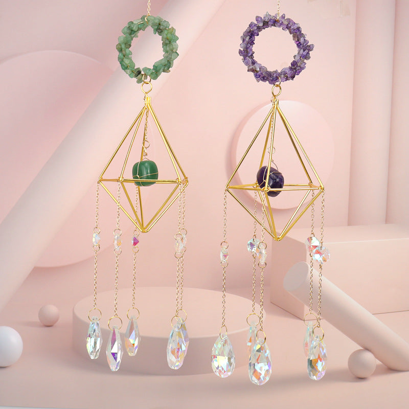 zensoullab Sun Catcher Crystal Air Frame Round Pendant Light Garden Decoration Pendant Light Crystal Hanging Ornament T18