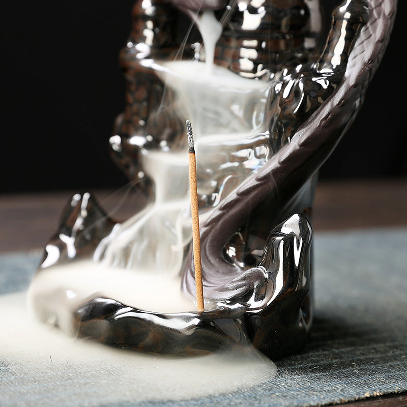 Ceramic Sandalwood Backflow Incense Burner Home Decor Creative European Style Pterosaur Waterfall Backflow Incense Burner