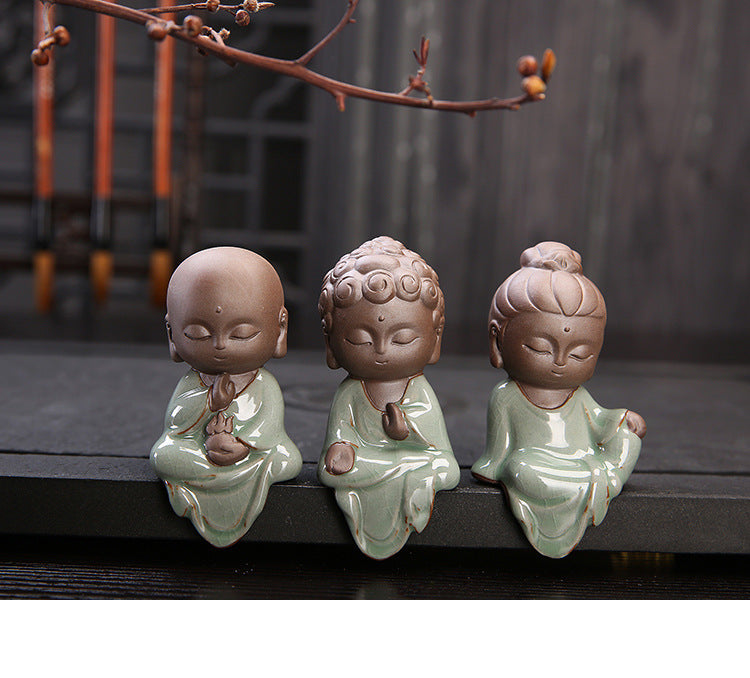 zensoullab Yunshang Tea Pet Ornament Creative Little Monk Purple Clay Backflow Incense Burner Tea Set Accessories Home Office Art Ornament