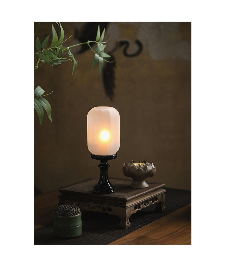 Zensoullab Antique Style Domestic Aromatherapy Candle Candlestick Chinese Zen Antique Lampshade Ceramic Decoration Tea Room Ambience Light