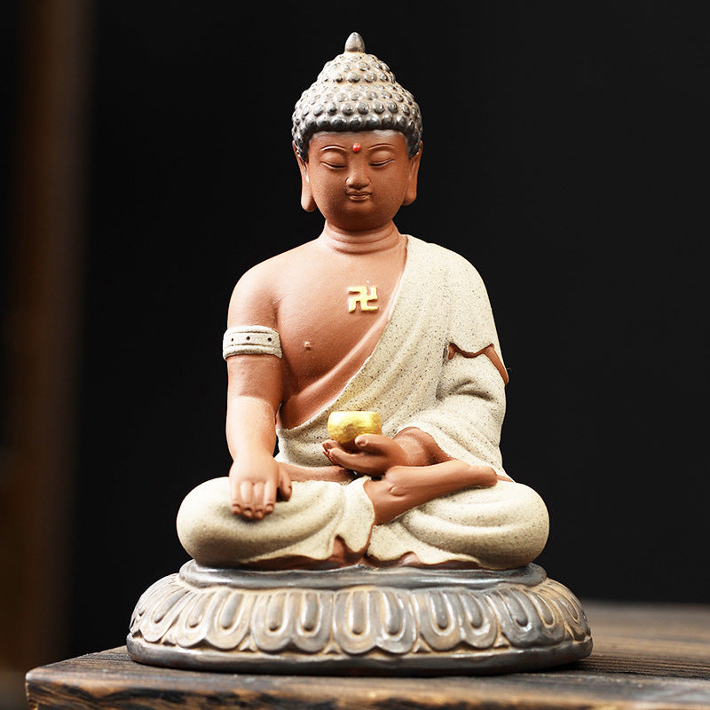 Zensoullab Zen Ceramic Sakyamuni Buddha Ornaments Vairocana Buddha Home Living Room Entrance Decorations Worship Furnishings