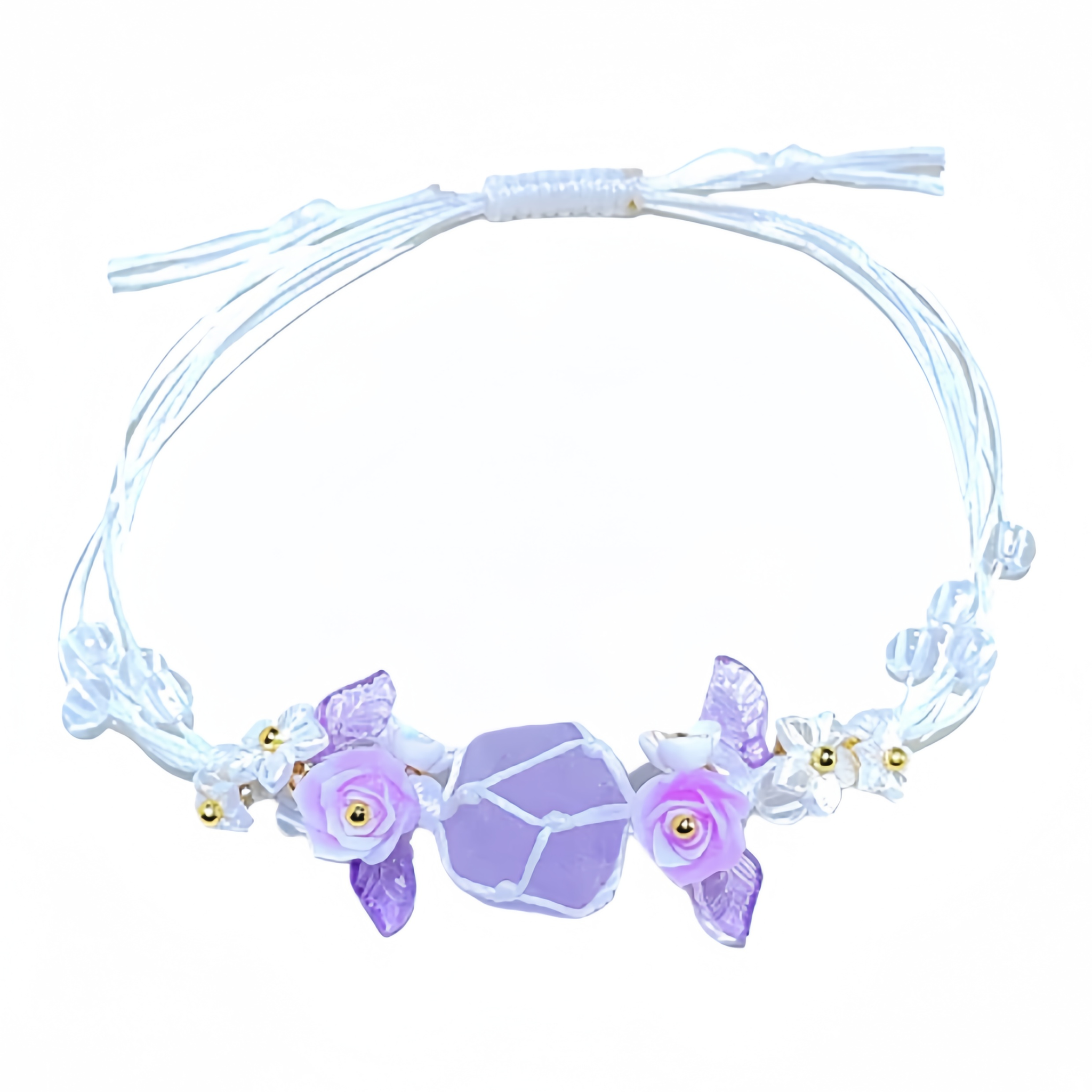 zensoullab Violet Night Natural Amethyst Crushed Stone Braided Rope