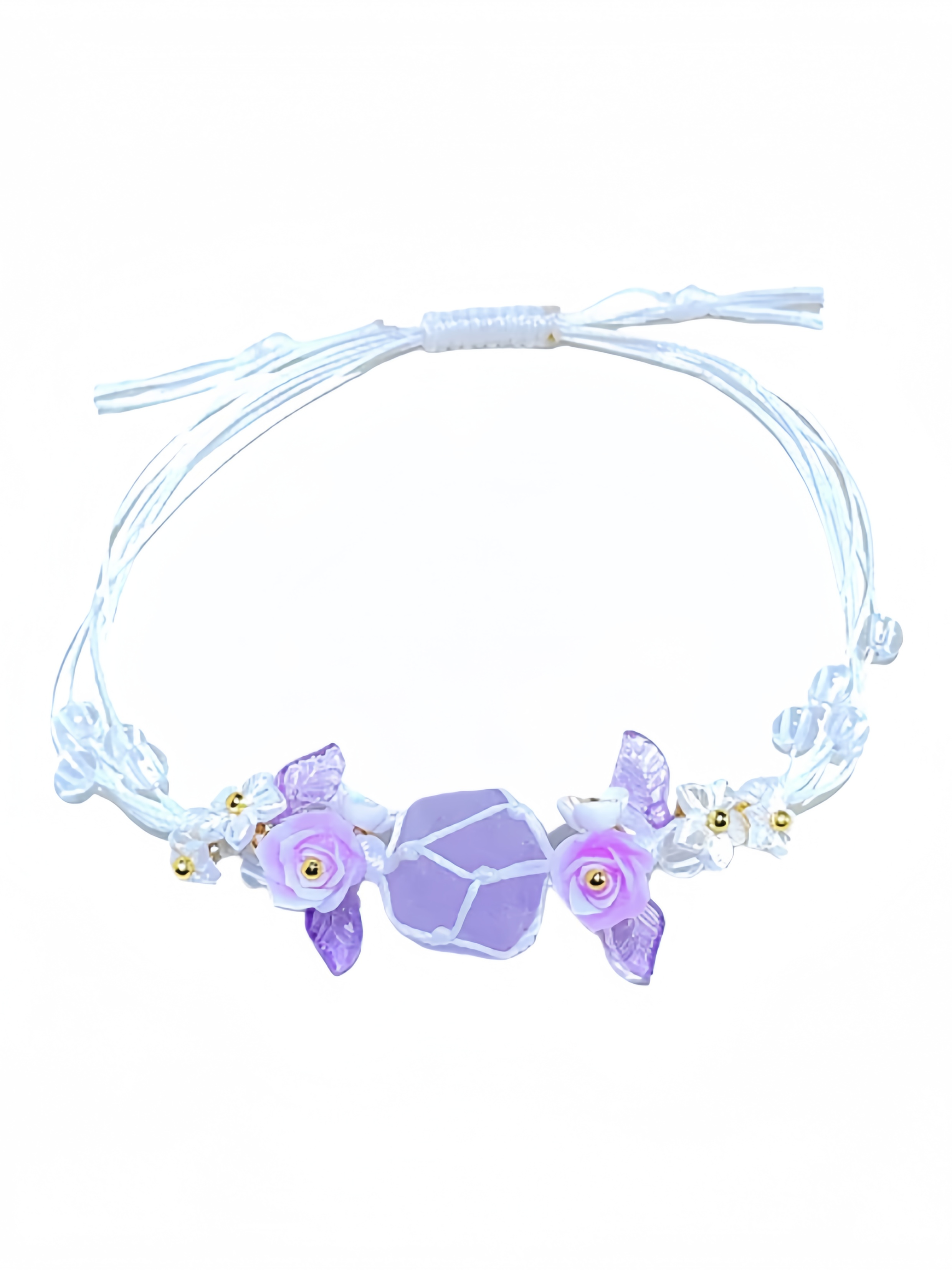 zensoullab Violet Night Natural Amethyst Crushed Stone Braided Rope