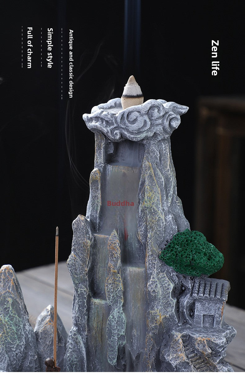zensoullab Large Resin Backflow Incense Burner Entrance Decoration Incense Ceremony Aromatherapy Burner Fish Tank Rockery Landscape Sandalwood Burner Antique Decoration