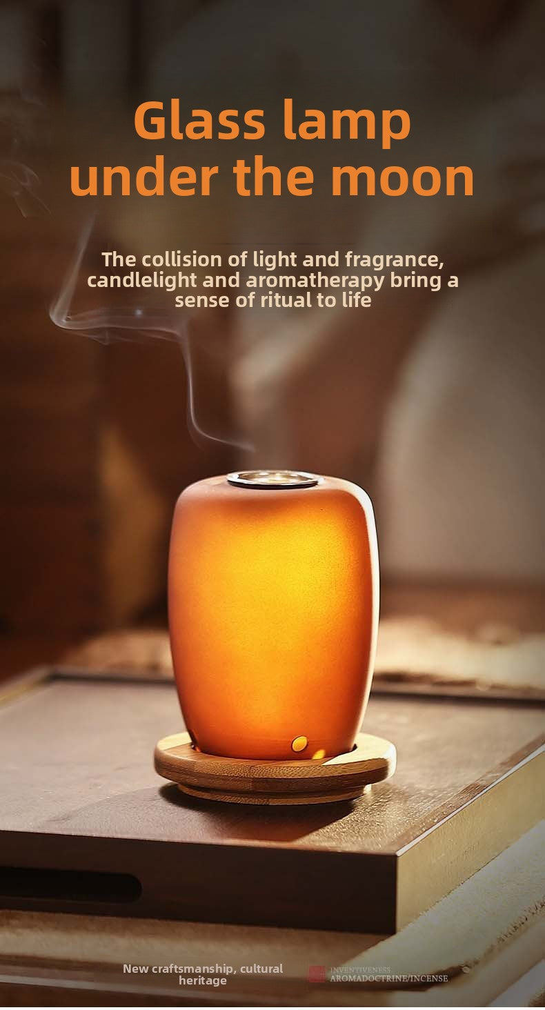 zensoullab Agarwood Incense Burner Glass Incense Burner Home Sandalwood Natural Incense Retro Fireproof Incense Burner Candle Incense Lamp