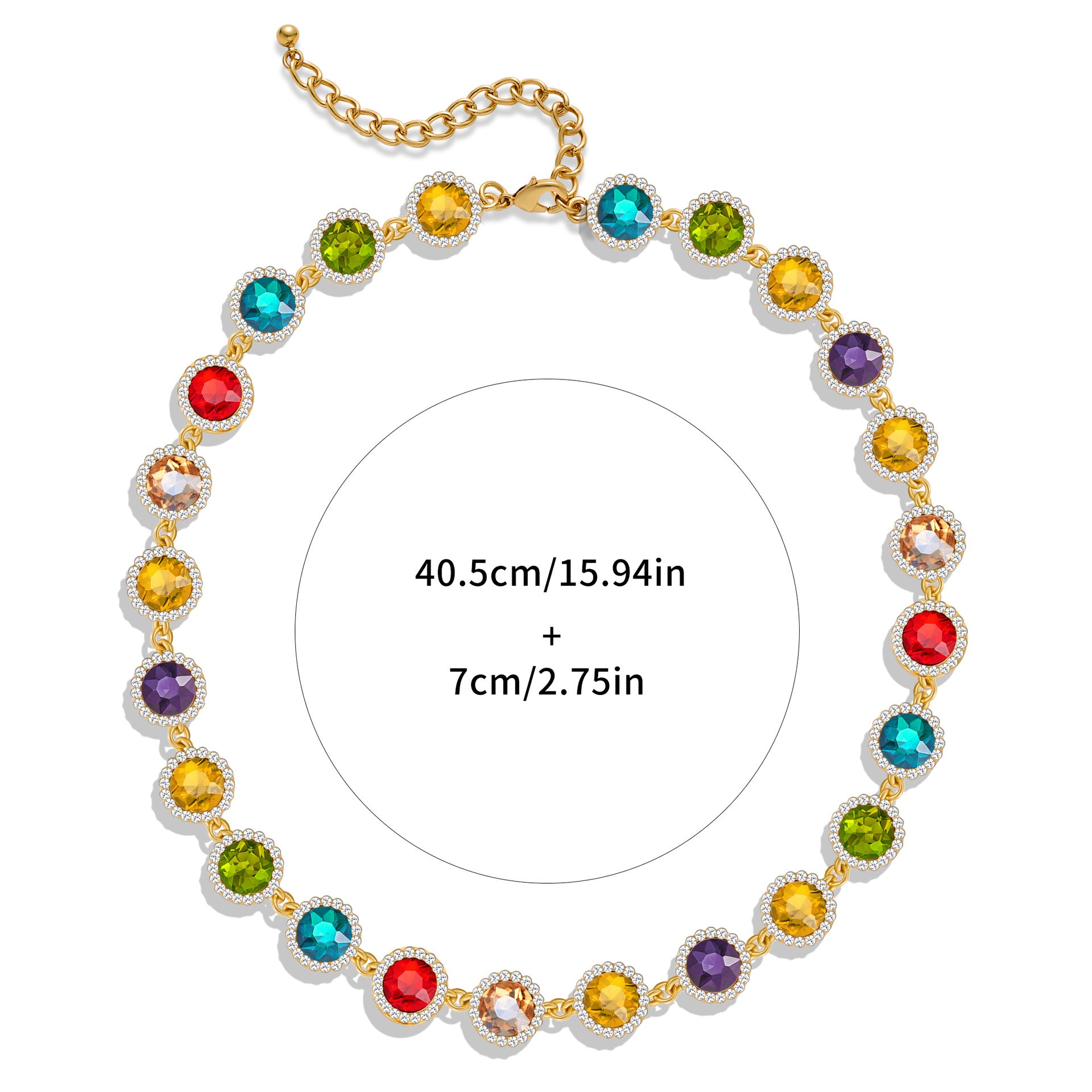 zensoullab Retro Colorful Dopamine Necklace Retro Fashion Necklace Elegant Fashion Collarbone Chain Jewelry