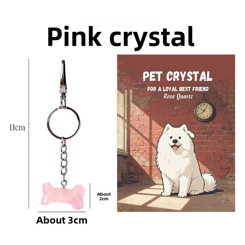 zensoullab Natural Crystal Bone Pet Dog Cat Pendant Purple Pink White Crystal Keychain Bag Charm Golden Retriever Pug