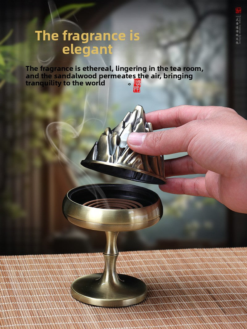 zensoullab High Rise Mountain Furnace Chinese Style Incense Burner Creative Home Indoor Antique Zen Ornament Incense Ceremony Study Tea Room Incense Burner