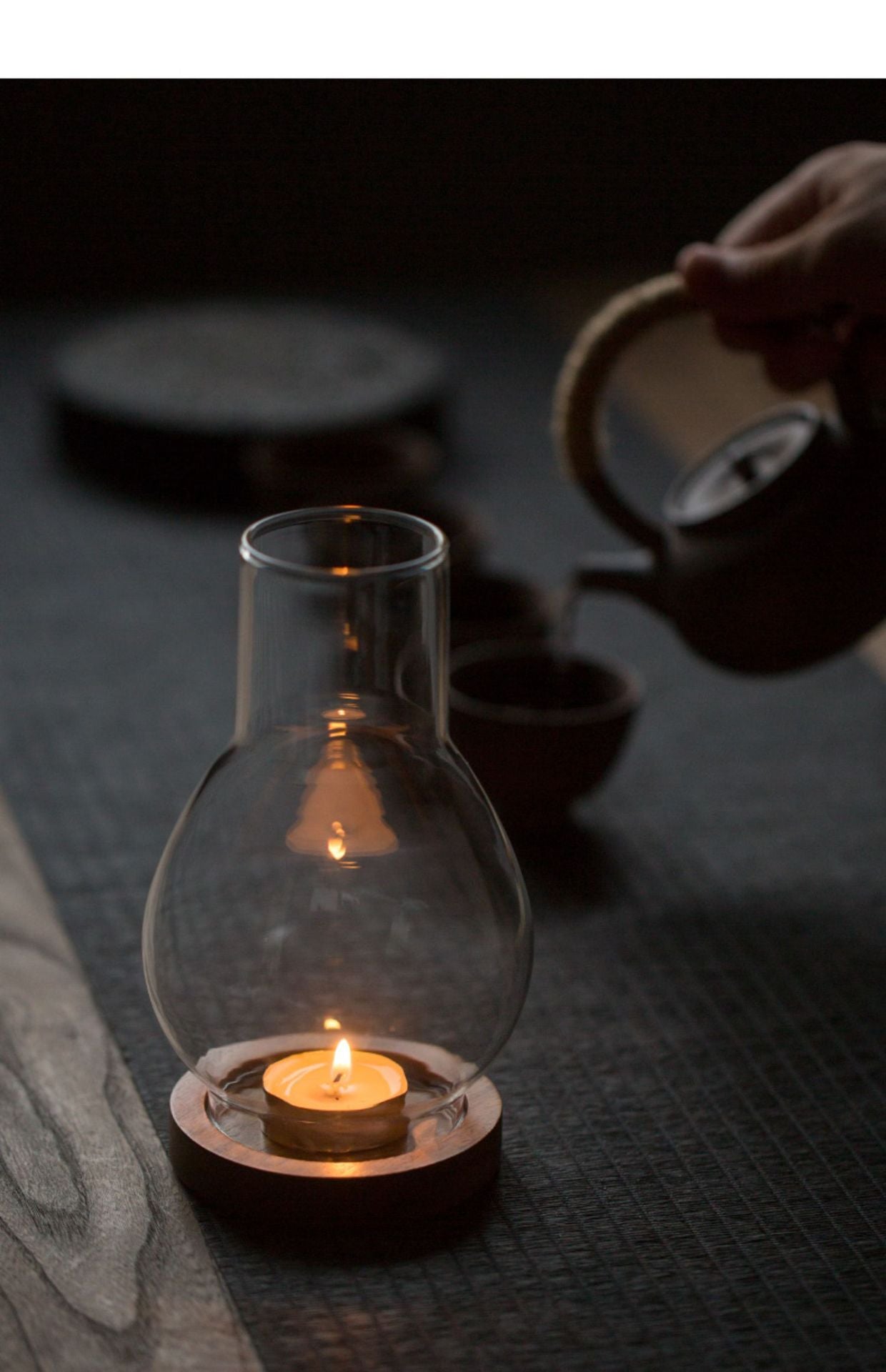 zensoullab Zen Candle Holder Windproof Glass Lampshade Chinese Retro Style Home Aromatherapy Wax Light Tea Room Decorative Ornament