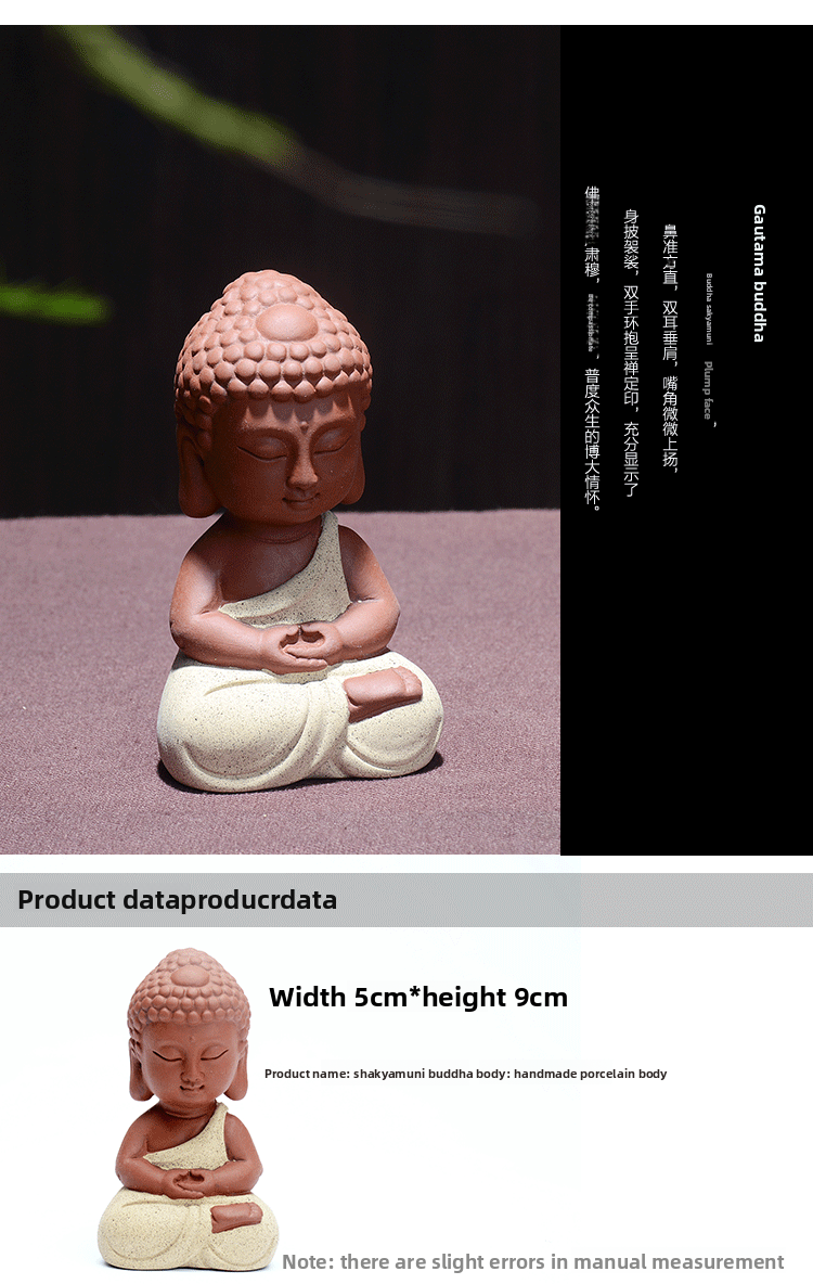 zensoullab Creative Chinese Home Decor Ceramic Little Monk Tea Pet Western Three Saints Ornament Enlightenment Zen Little Novice Craft