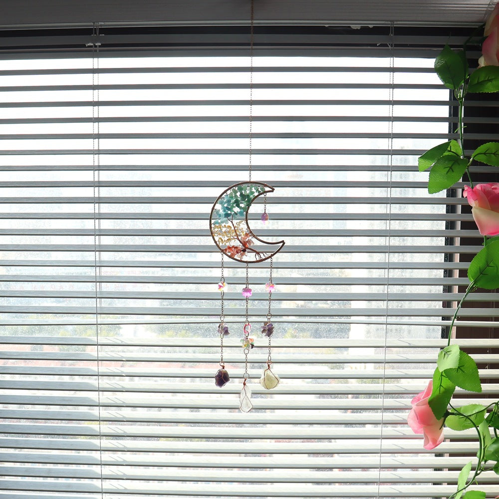 zensoullab Crystal Pendant Metal Moon Sun Catcher Outdoor Window Hanging Decoration Craft Pendant