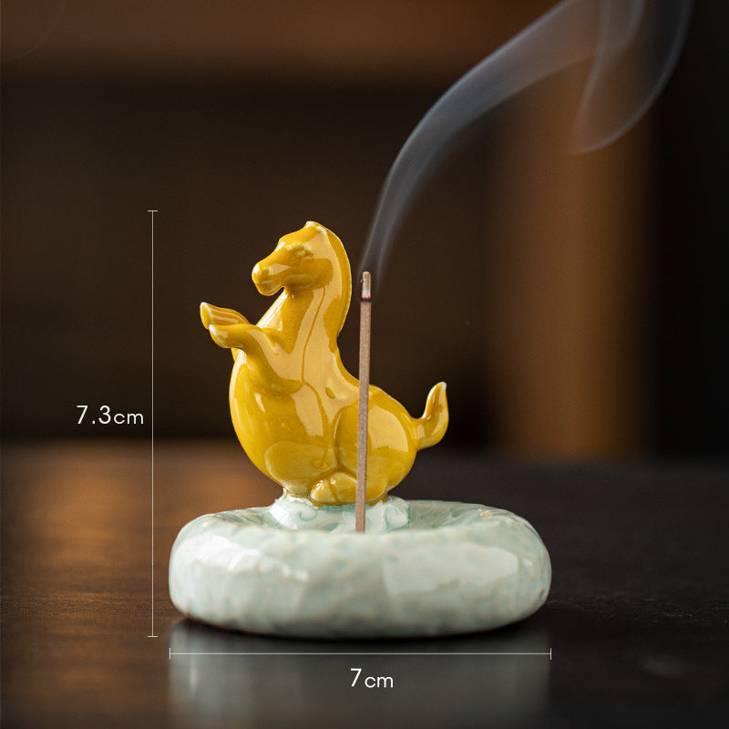 zensoullab Ceramic Small Tang Horse Incense Burner Creative Incense Holder Home Indoor Aromatherapy Burner Sandalwood Agarwood Incense Holder Incense Device