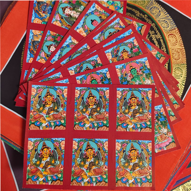 zensoullab Nepal Hand-painted Small Thangka Twelve Zodiac Guardian Buddha Manjushri Yellow God of Wealth Green Tara Gau Box Pendant