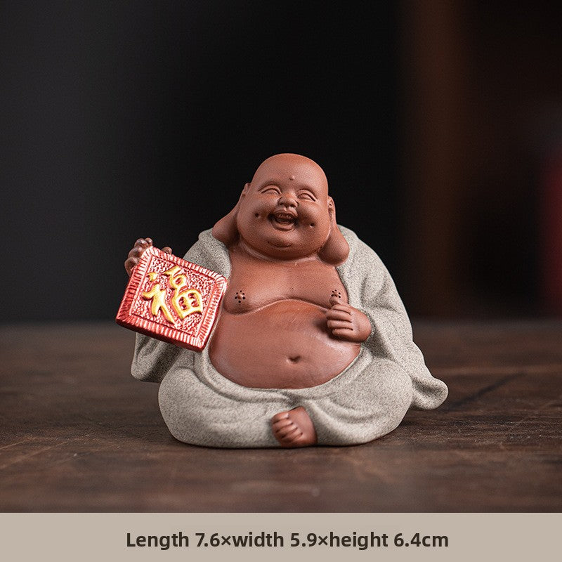 zensoullab Zen Style Chinese Five Blessings Maitreya Fortune Prosperity Longevity Happiness Wealth Smiling Buddha Desktop Small Ornament Creative Home Tea Room Tea Pet
