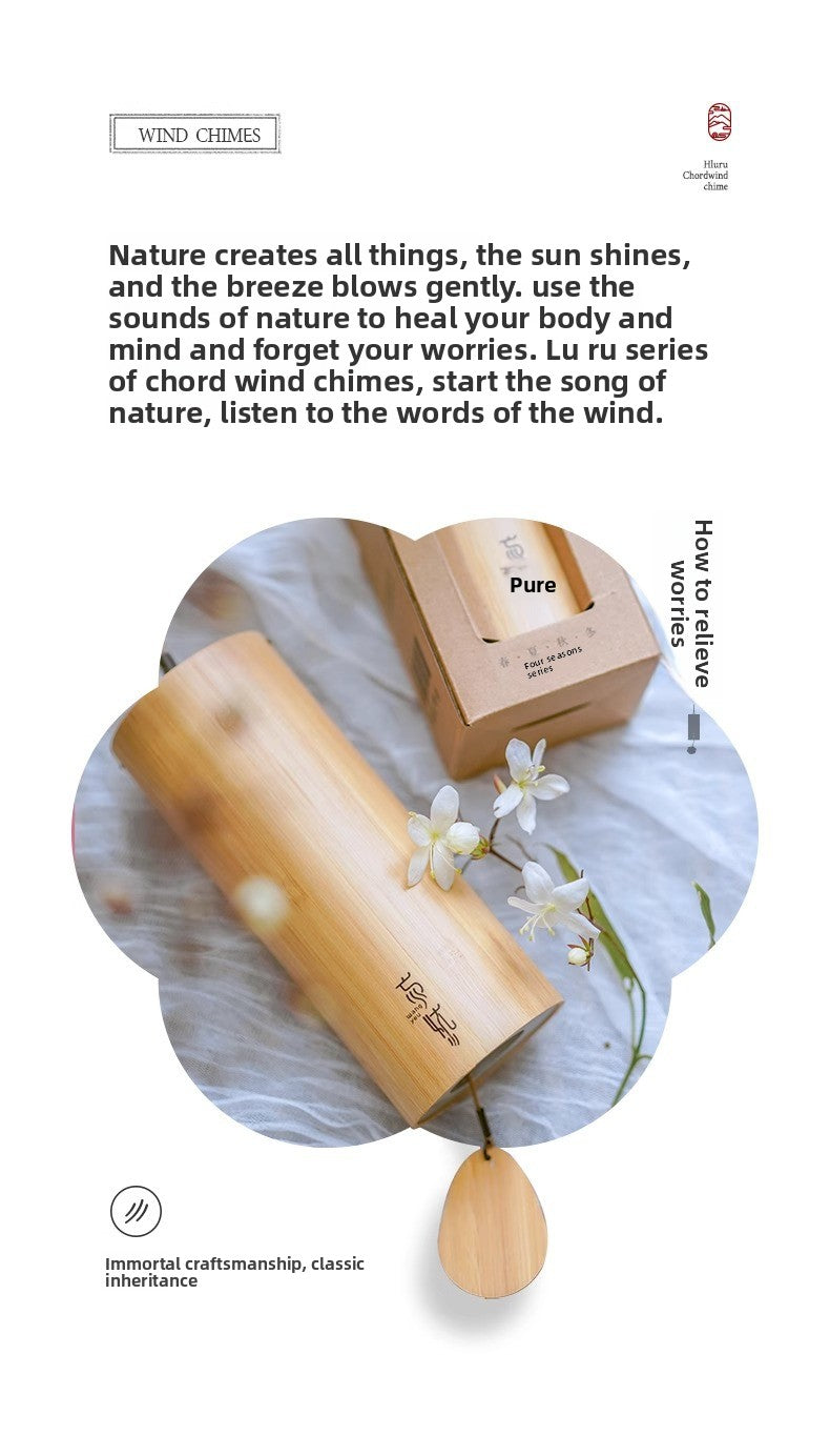 zensoullab Lu Ruzhu Bamboo Wind Chime Chord Japanese Retro Bell Yoga Balcony Outdoor Four Seasons Healing Home Decoration Pendant