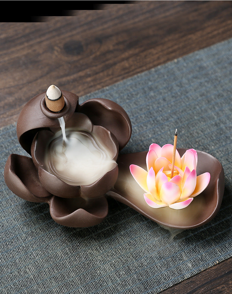 Jingchen Purple Clay Backflow Incense Burner Zen Buddha Hand Sandalwood Burner Home Indoor Aromatherapy Burner Large Incense Creative Ornament