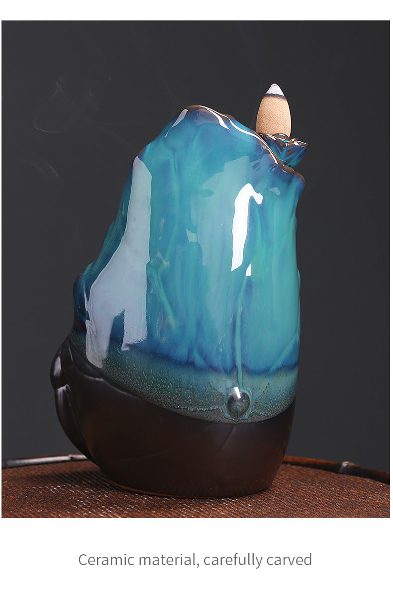 Amazon Ceramic Lotus Backflow Incense Burner Creative Blue Lotus Backflow Aromatherapy Burner Home Decor