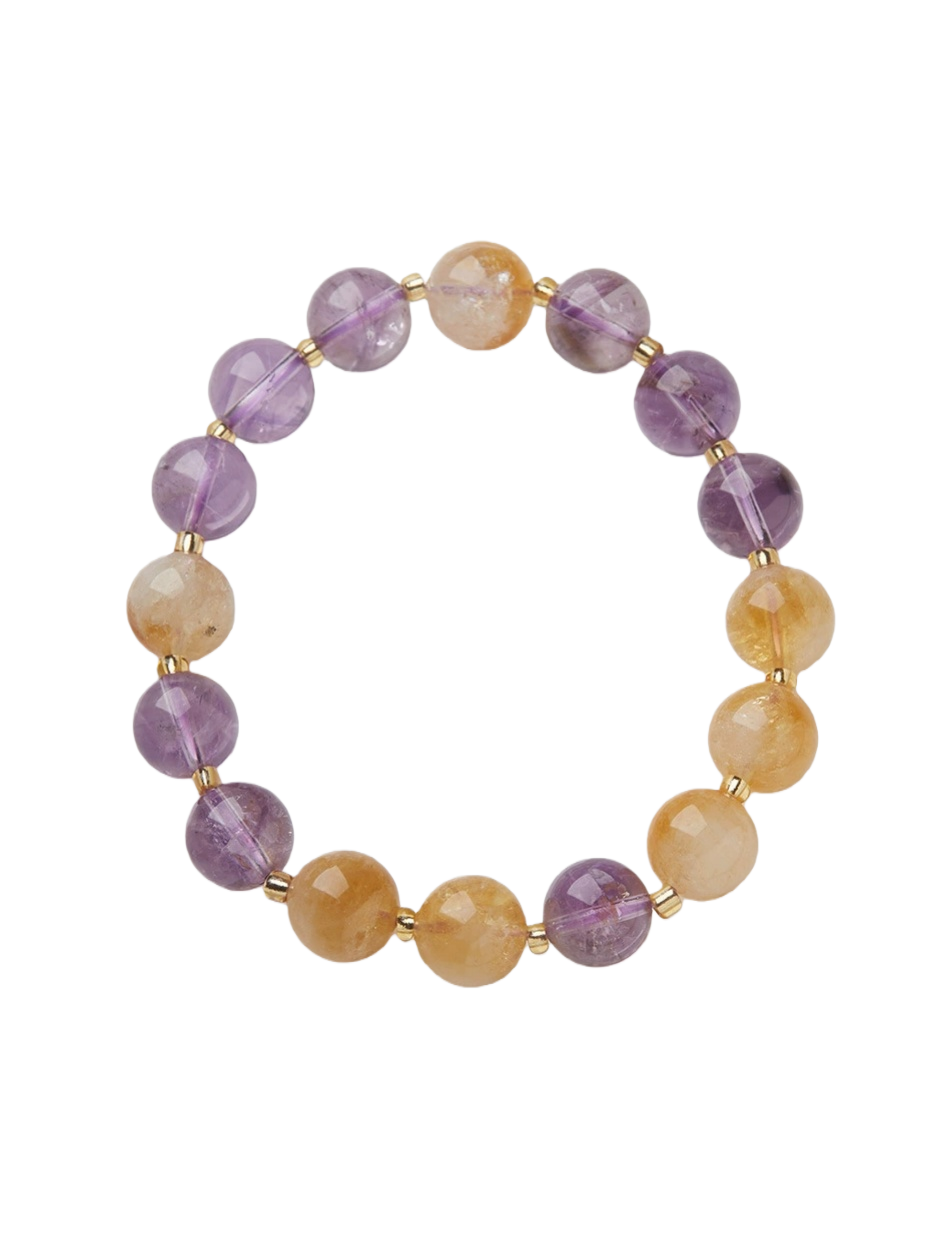 zensoullab Nine Purple Fire Bracelet Natural Amethyst Purple Bracelet Multi-Gem Good Luck Beads