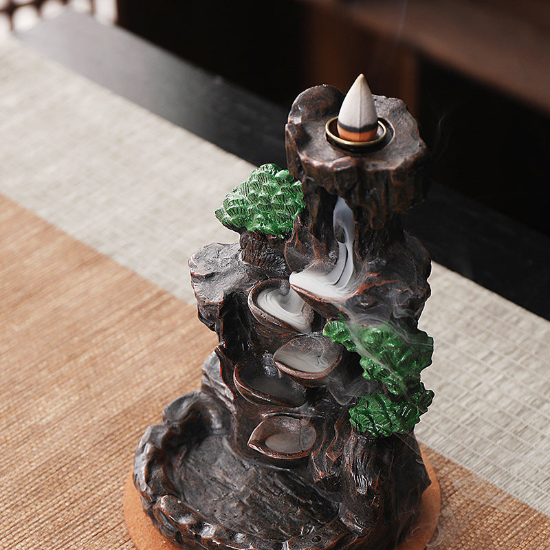 zensoullab Creative Mountain Water Backflow Incense Burner High-end Large Incense Burner Water Flow Incense Tea Ceremony Home Decoration Backflow Incense