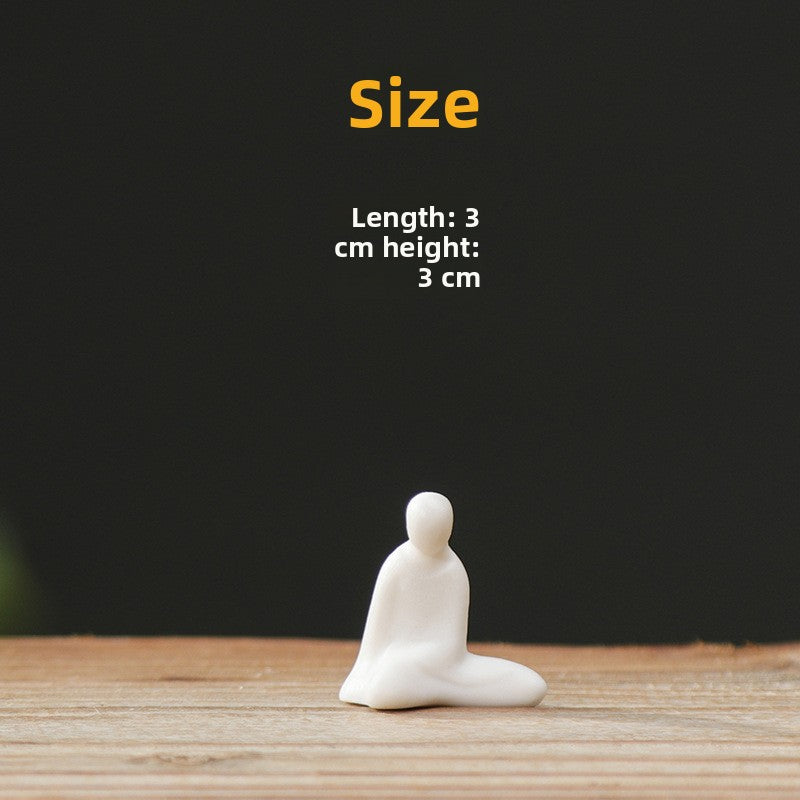 zensoullab Mini Extra Small Zen Ceramic Formless Buddha Microscopic Bonsai Fish Tank Tea Tray Accessories Little Monk Home Decoration