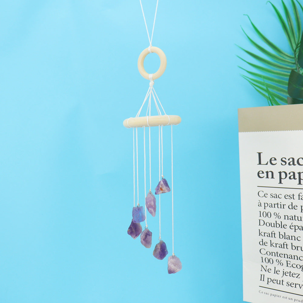 zensoullab Natural Raw Stone Crystal Wind Chime Gardening Crafts Crystal Hanging Holiday Home Decoration
