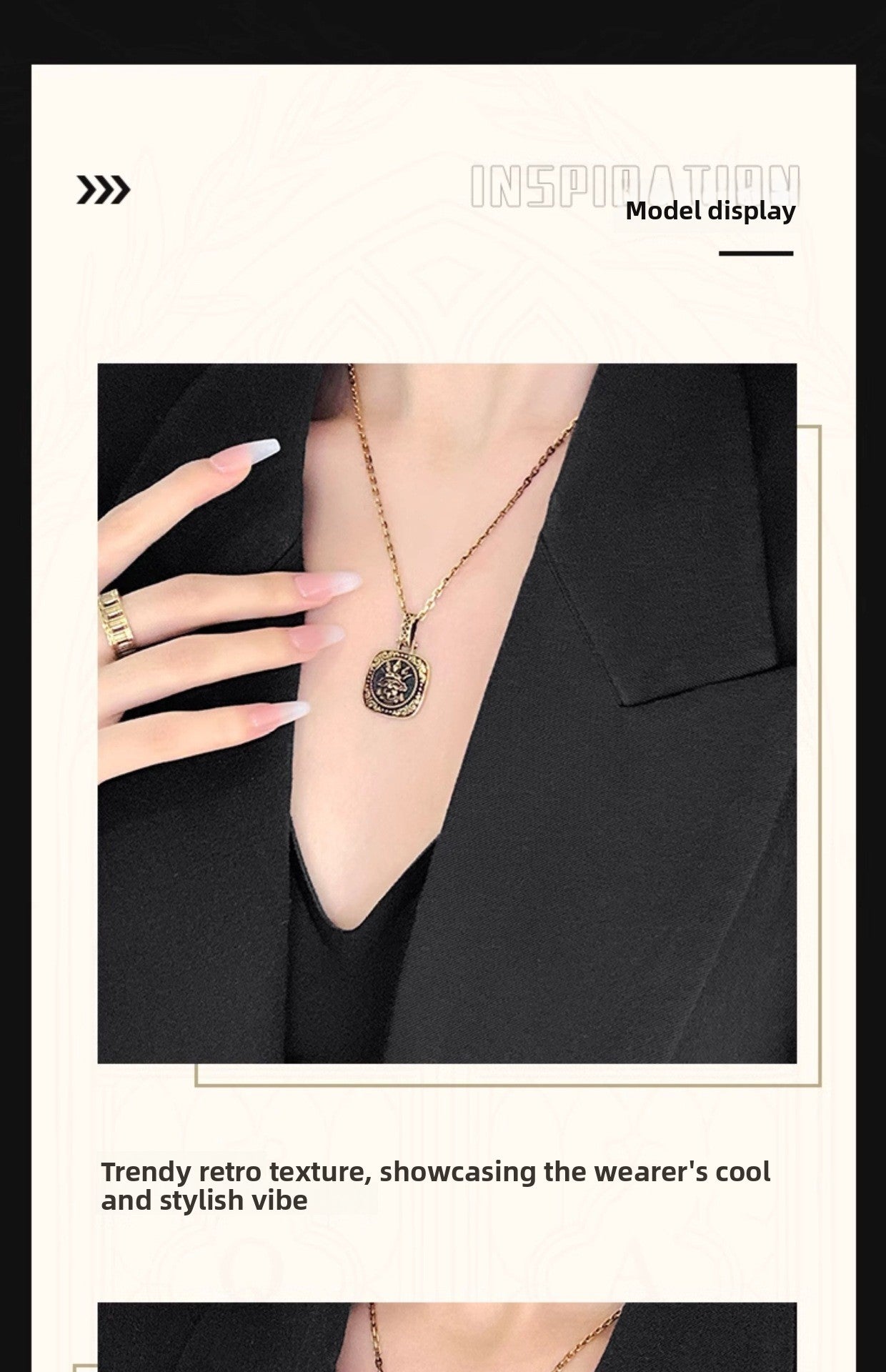 zensoullab Vintage Black Gold Pendant for Women Copper Plated Ancient Gold Pendant Hanging Pendant Zakiram Men's Trendy High-end Necklace
