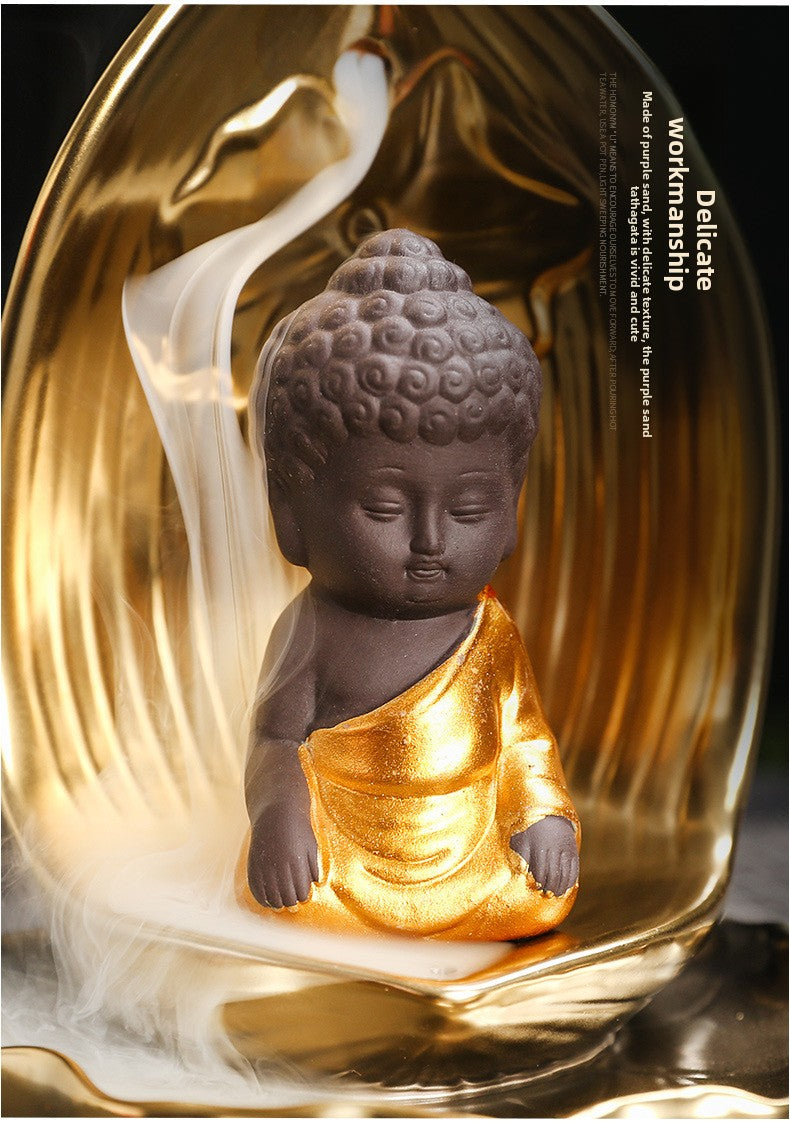 zensoullab Backflow Incense Burner Rulai Flowing Incense Gold Base Small Shaami Creative Backflow Incense Burner Home Incense Desktop Ornament