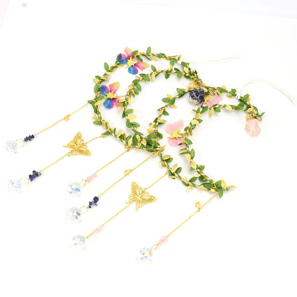 zensoullab Sun Catcher Wrapped Bougainvillea Angel Butterfly Tree Leaf Moon Wind Chime Garden Hanging Ornament Crystal Ball Decoration