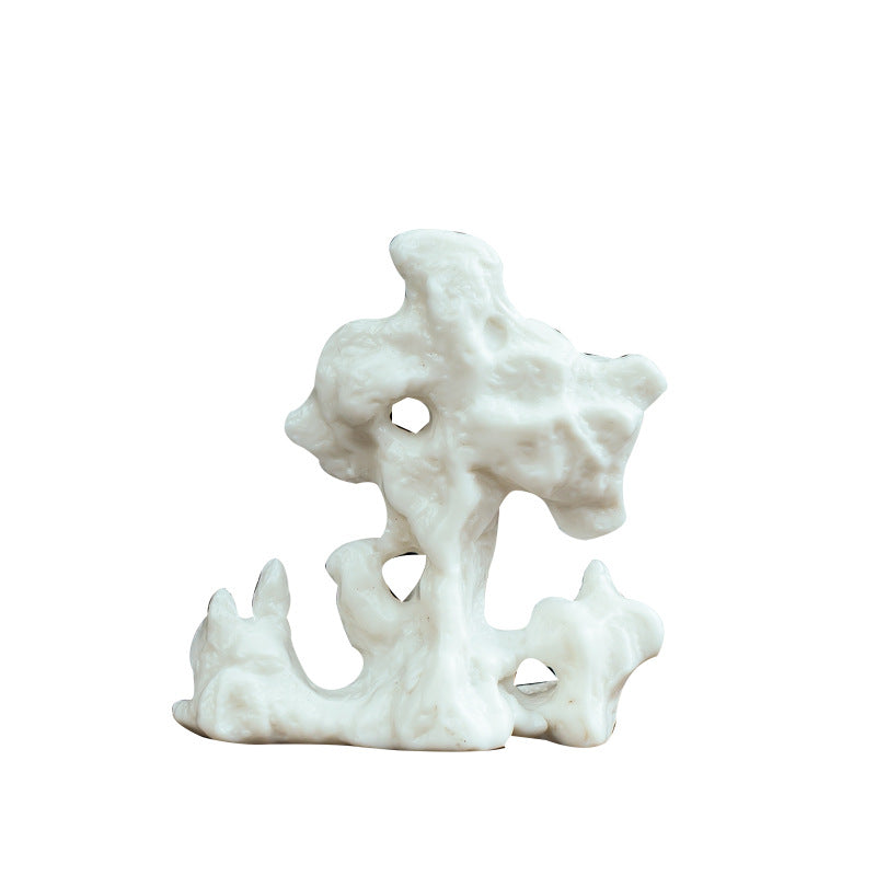 zensoullab Creative Ceramic Simulation Small Taihu Stone Ornament Tea Table Study Room Rockery Micro Landscape Bonsai Fish Tank Landscaping Decoration