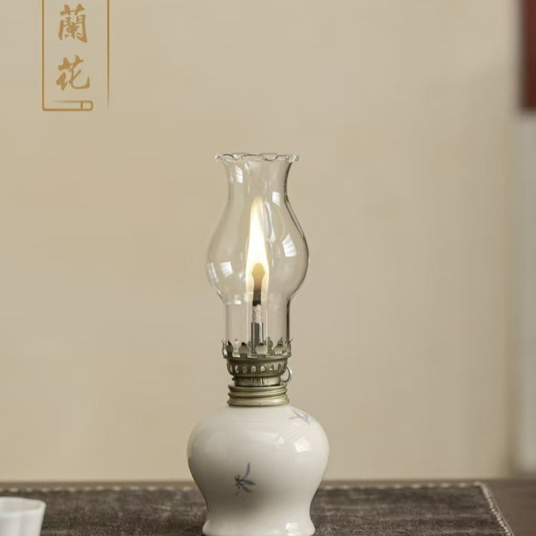 zensoullab Glass Butter Lamp Eternal Light Offering Lamp Household Oil Lamp Creative Ornament Ceramic Hand-painted Vegetable Oil Eco-friendly Night Light