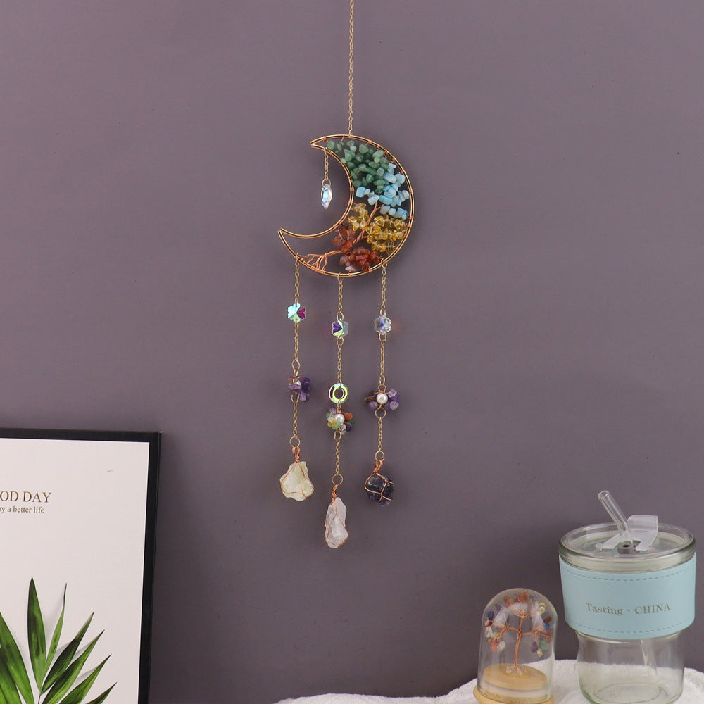 zensoullab Crystal Pendant Metal Moon Sun Catcher Outdoor Window Hanging Decoration Craft Pendant