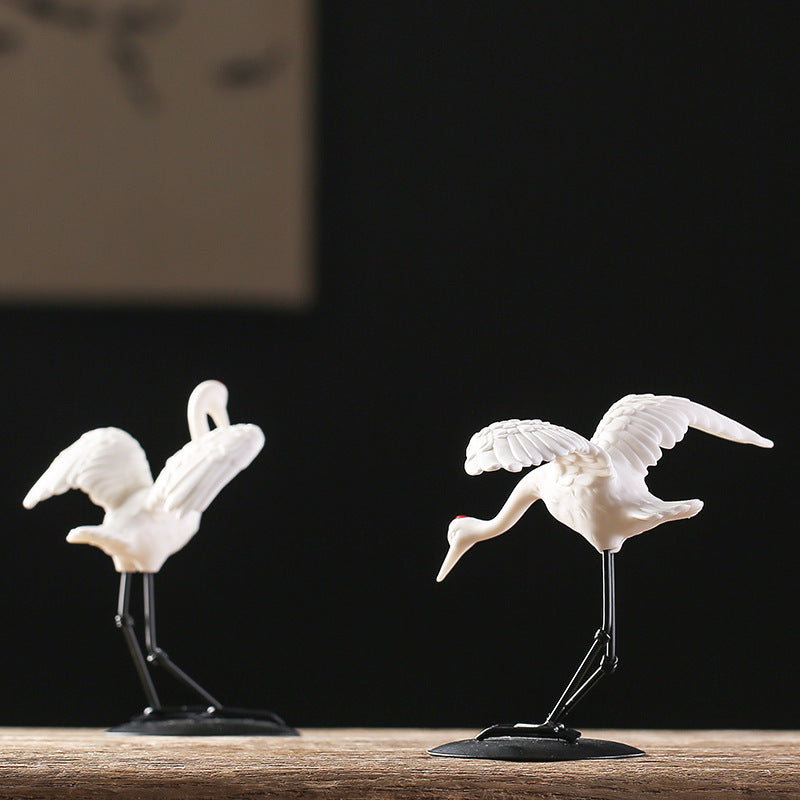 zensoullab Ceramic Crane Animal Red-crowned Crane Ornament New Chinese Style Potted Plant Fake Mountain Water Landscape Micro Landscape Desktop Decoration