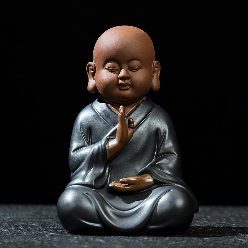 zensoullab Premium Yixing Zisha Little Monk Tea Pet Tea Tray Kung Fu Tea Set Accessories Ceramic Zen Little Sha Mu Figurine