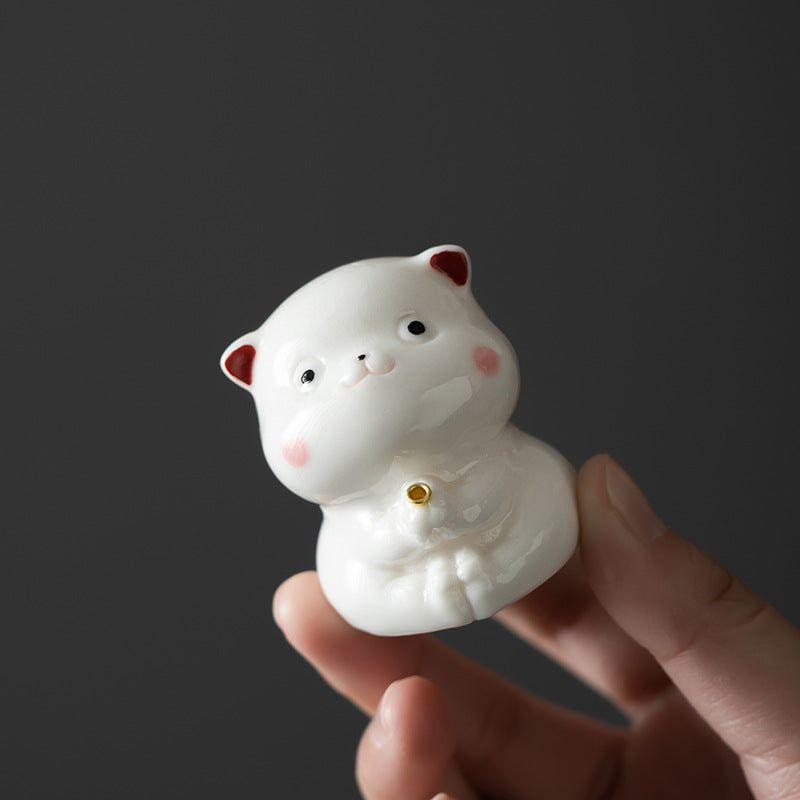 zensoullab Creative Ceramic Cute Little Cat Incense Holder Incense Tray Home Indoor Sandalwood Agarwood Incense Burner Incense Holder Ornament