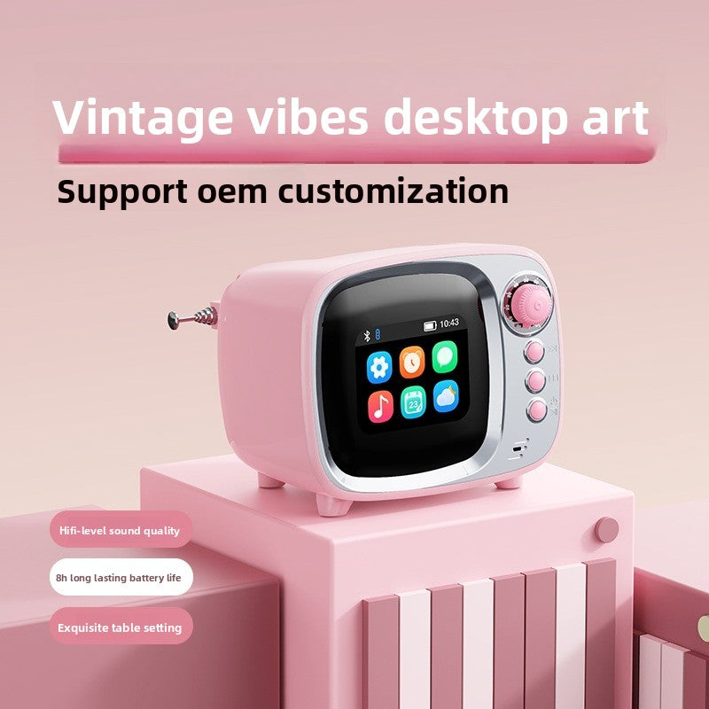 zensoullabAi Smart APP Screen Bluetooth Speaker Creative Retro TV Style Small Speaker Subwoofer Alarm Clock White Noise