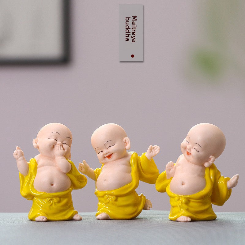 zensoullab Premium Lucky Ceramic Maitreya Buddha Big Belly White Porcelain Laughing Buddha Living Room Creative Chinese Handmade Home Decor Small Ornament
