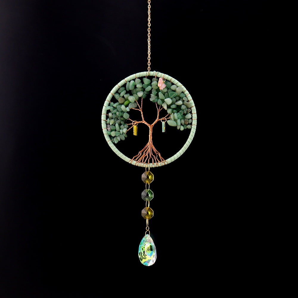 zensoullab Home Decor Pendant Inspiration Design Natural Crystal Tree of Life Sun Catcher Crystal Wind Chime