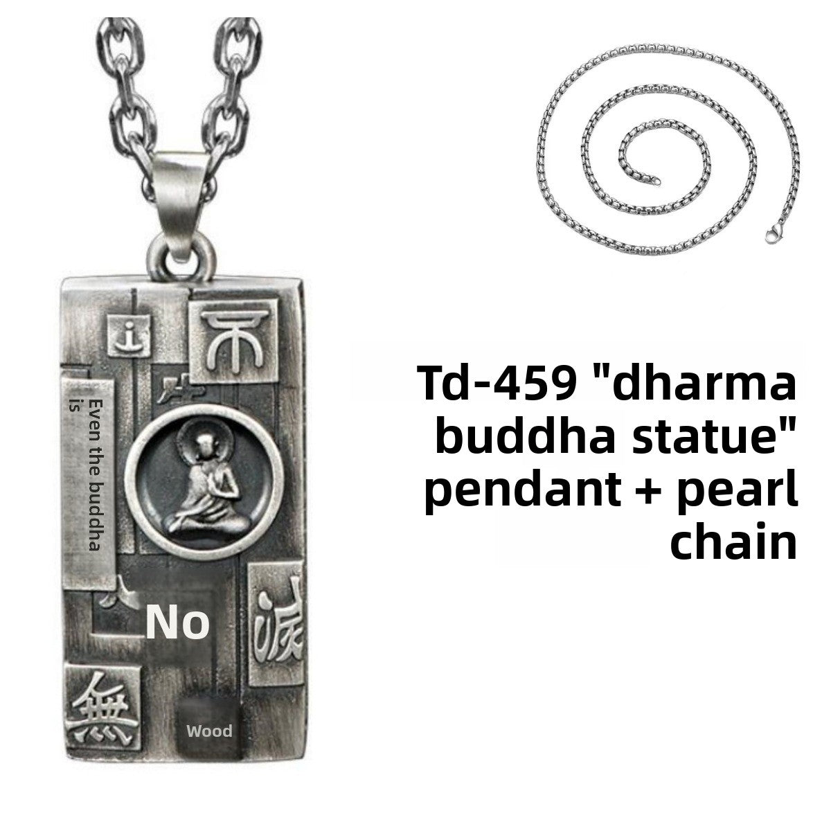 Zensoullab Thai Silver Amulet Necklace Men's Damo Buddha Symbol Pendant Protective Talisman Hanging Ornament Square Plate Pendant for Boyfriend