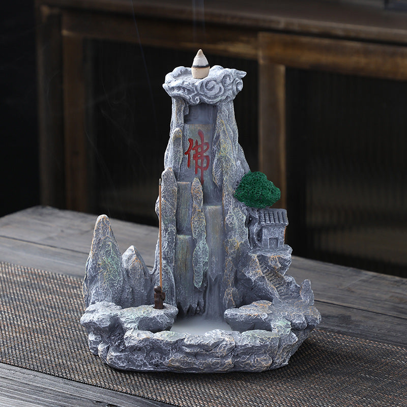 zensoullab Large Resin Backflow Incense Burner Entrance Decoration Incense Ceremony Aromatherapy Burner Fish Tank Rockery Landscape Sandalwood Burner Antique Decoration