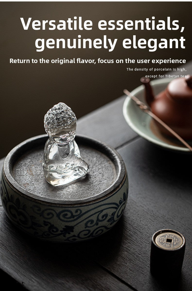 zensoullab Ancient Glazed Little Monk Tea Pet Ornament Zen Glass Buddha Figurine Kung Fu Tea Set Tea Tray Accessories
