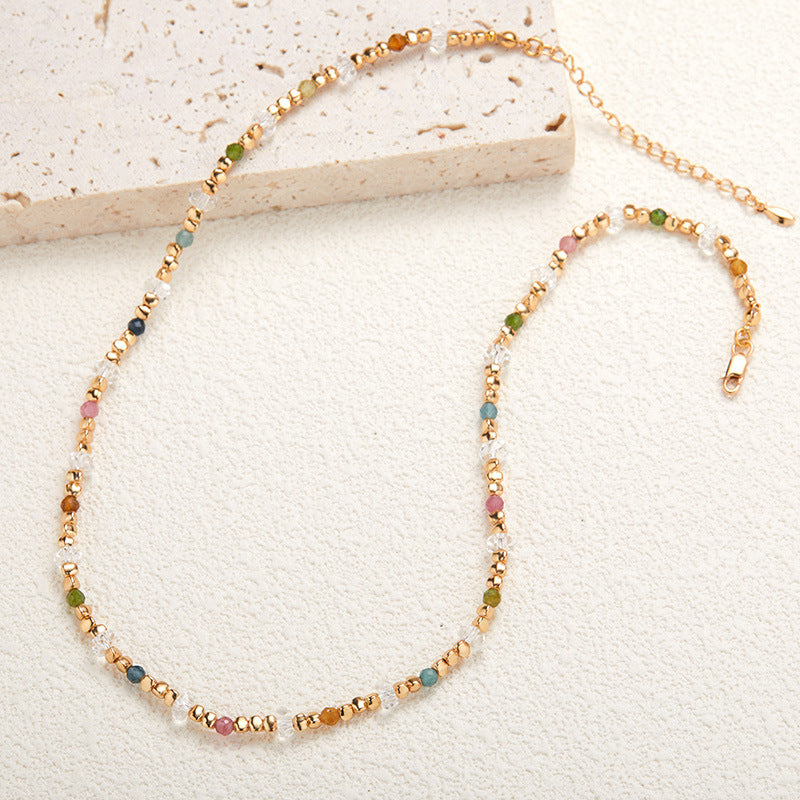 zensoullab Original Design S925 Sterling Silver Natural Tourmaline White Crystal Colorful Gemstone Bracelet for Women Exquisite Handmade Beaded