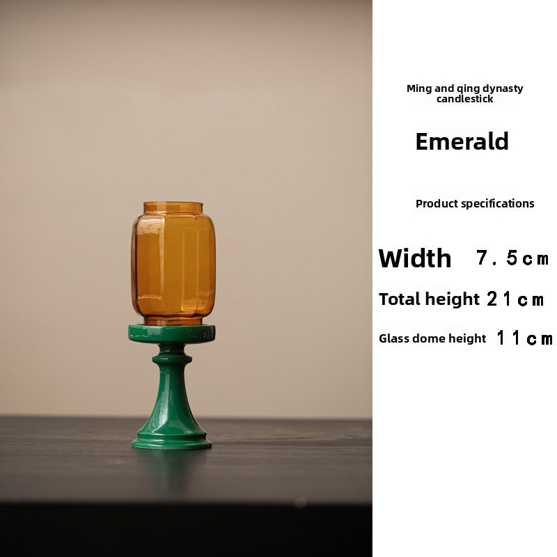 zensoullab Forbidden City Red Ming Qing Candle Holder Glass Chinese Zen Ornament Antique Tea Room Home Atmosphere Lamp Ceramic Tea Ceremony Accessories