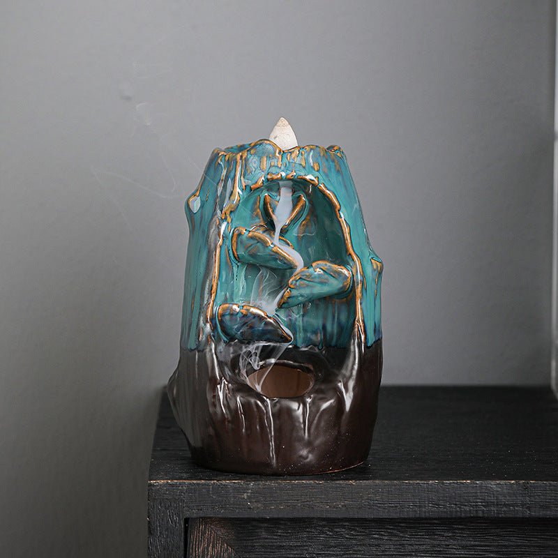 zensoullab Backflow Incense Burner Left and Right Fengyuan Kiln Change Antique Sandalwood Incense Burner Large Home Indoor Creative Ornament