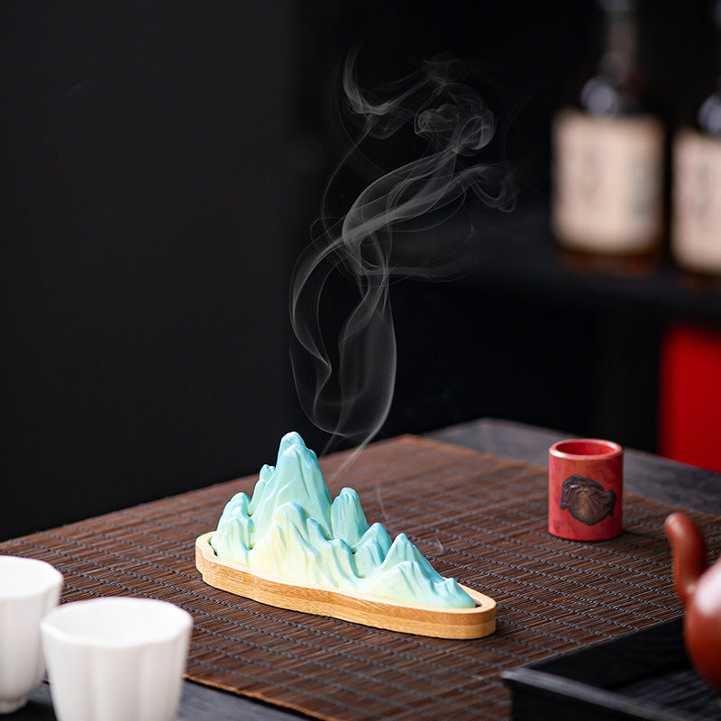 zensoullab Ceramic Incense Burner Chinese Style Incense Burner Sandalwood Agarwood Incense Holder Incense Stick Zen Home Indoor Incense Home Decoration
