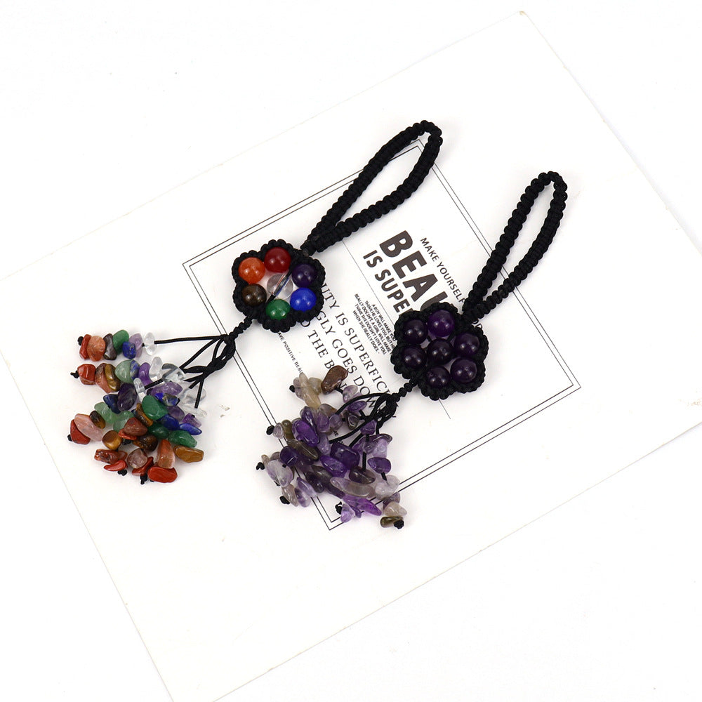 zensoullab Handmade Woven Crystal Colorful Round Bead Pendant Keychain Bag Pendant Car Hanging Ornament