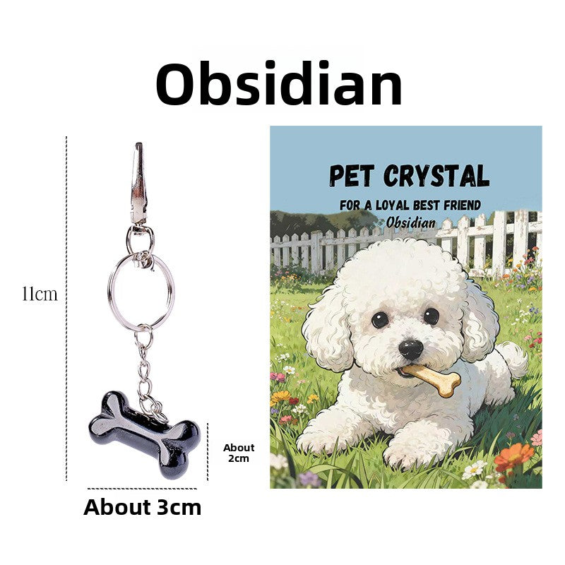 zensoullab Natural Crystal Bone Pet Dog Cat Pendant Purple Pink White Crystal Keychain Bag Charm Golden Retriever Pug