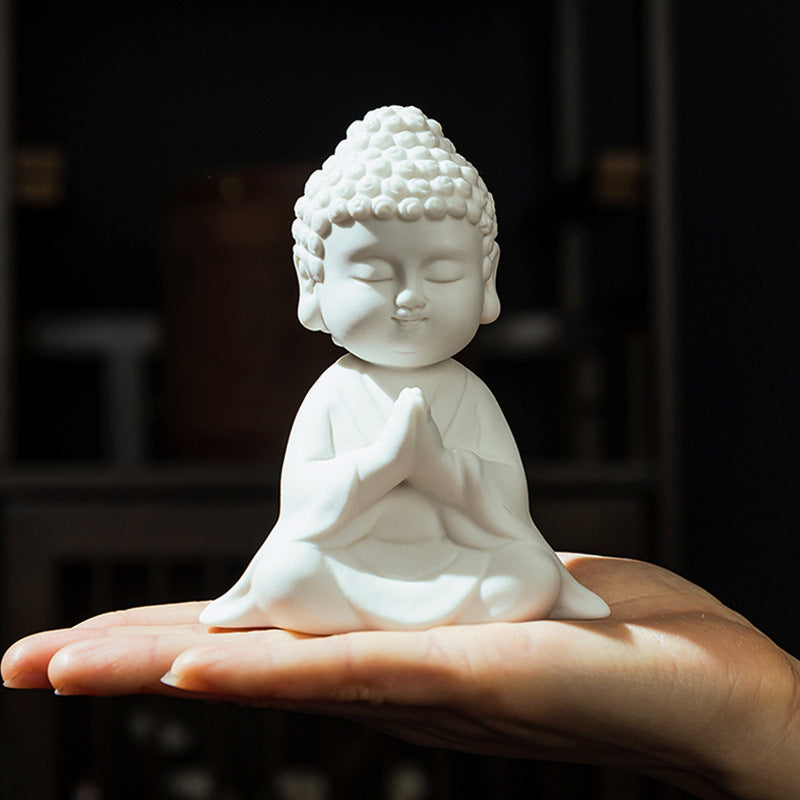 zensoullab Creative Ceramic Buddha Statue New Chinese Style Living Room TV Cabinet Entrance Hall Buddha Shrine Desktop Zen Peace Car Ornament