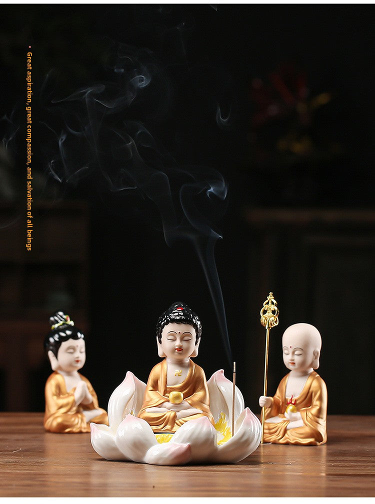 Zensoullab Creative Boutique Handicrafts Ceramic Classical Buddha Statue Buddha Buddha Guanyin Bodhisattva Chinese Household Car Safety Ornaments