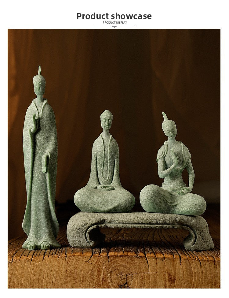 zensoullab Large Desktop Chinese Style Buddha Figurine Micro Landscape Fish Tank Landscaping Rockery Gardening Desktop Ornament Tea Pet Incense Decoration
